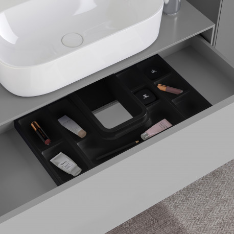 Emuca Organisateurs lateraux Tidy pour tiroirs de salle de bain, Plastique gris antracite, Plastique, 1 lot de 4 unites