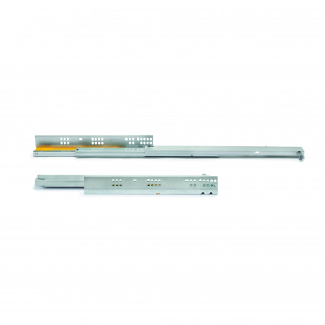 Paire de coulisses invisibles pour tiroirs Silver Emuca - L.550mm - Sortie totale - Fermeture amortie - Acier zingué