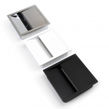 Emuca Passe-cà¢bles table, carre, 85 x 85 mm, pour encastrer, Plastique, Blanc, 5 un.