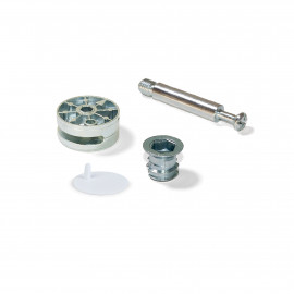 Lot de 10 excentriques avec goujon et écrou M8 Emuca - Ø35 mm - Pour panneau 20 mm max - Blanc