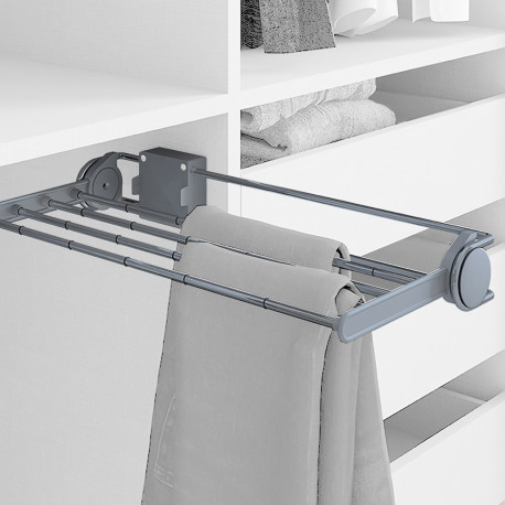 Emuca Porte-pantalons lateral extractible Self, Peint en aluminium, Acier et Plastique, 1 ut.