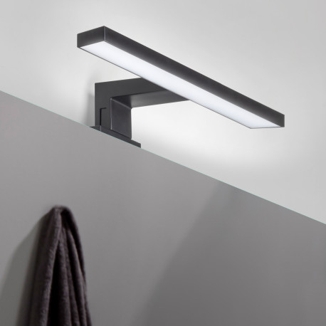 Emuca Spot LED pour miroir de salle de bain Virgo (AC 230V 50Hz), 6 W, Peint en noir, Plastique
