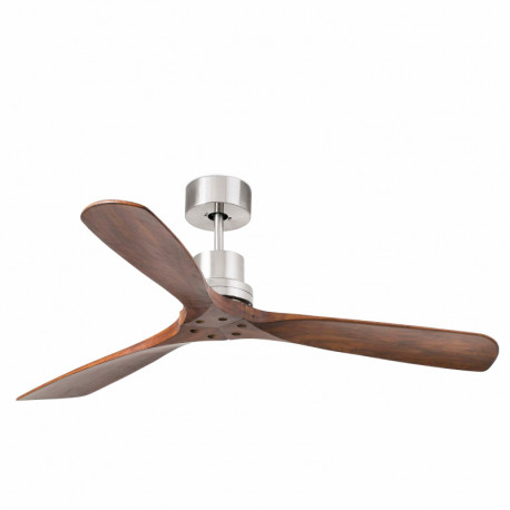 Ventilateur de plafond LANTAU Faro - 28m² - 6 vitesses - Noyer/Nickel Mat