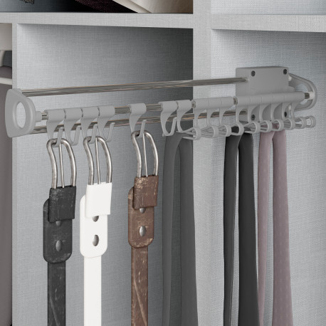 Emuca Porte-cravates lateral extractible Self, Peint en aluminium, Acier et Plastique