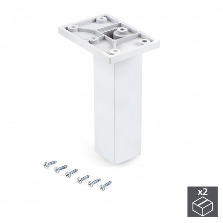 Emuca Pied pour meubles, central, reglable 140 - 150 mm, Plastique, Blanc, 2 u.