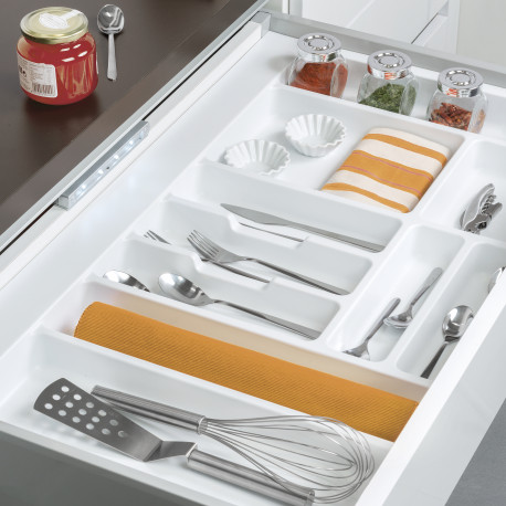 Emuca Range-couvert Optima Vertex/Concept 500mm (Panneau 16mm), 400, Plastique blanc, Plastique, 1 ut.