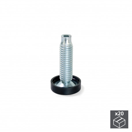 Emuca Verin de reglage pour pied de meuble, reglage interieur, M10, D. 23 mm, hauteur 46 mm, Acier et plastique, 20 ut.