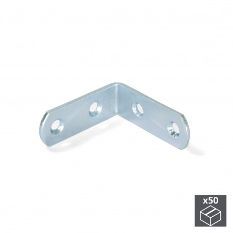 Emuca equerre d'assemblage pour meubles, 42 x 42 mm, 4 perà§ages, Acier, Zingue, 50 ut.