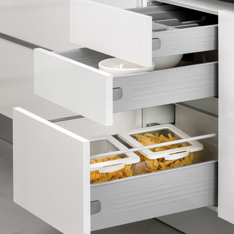 Kit de tiroir pour cuisine et sdb Ultrabox Emuca - H. 118mm - P. 500mm - Acier - Gris métallisé