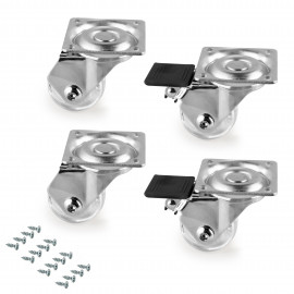 Lot de 4 roulettes Slip 3 avec platine de montage Aric - Ø35 - Transparent