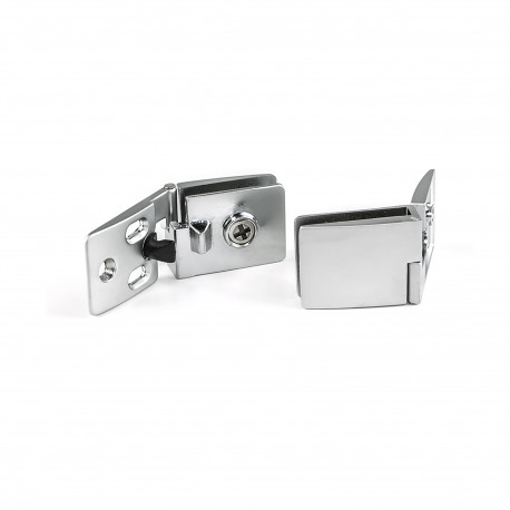 Emuca Jeu de charnieres pour porte en verre, central, epaisseur 4 - 5 mm, Zamak, Chrome mat, 1 ut.