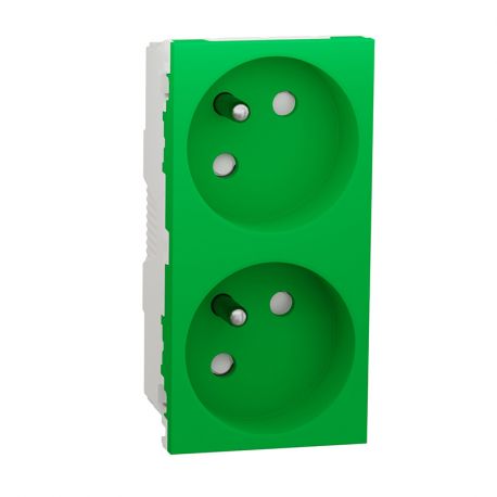 Double prise de courant 2P+T Unica - 45° - 16A - Vert