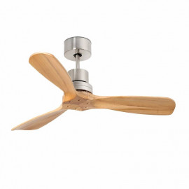 Ventilateur Mini Lantau Faro - Connecté - 13m² - 6 vitesses - Nickel/bois