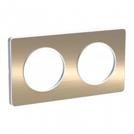 Plaque Odace Touch - Bronze brossé avec liseré blanc - Double horizontale / verticale 71mm