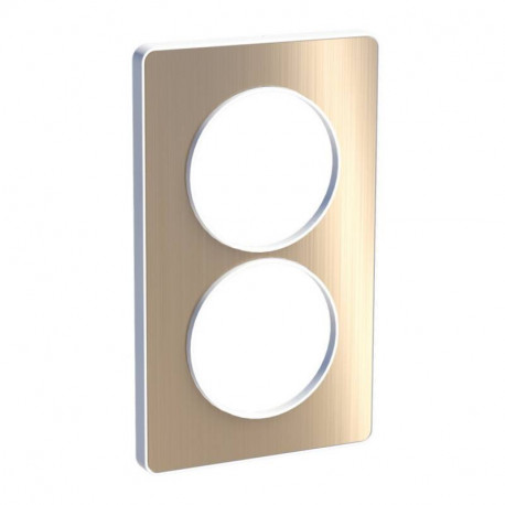 Plaque Odace Touch - Bronze brossé avec liseré blanc - Double verticale 57mm