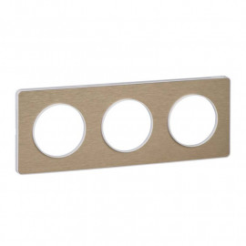 Plaque Odace Touch - Bronze brossé avec liseré blanc - Triple horizontale / verticale 71mm