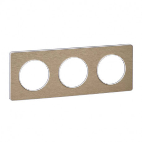 Plaque Odace Touch - Bronze brossé avec liseré blanc - Triple horizontale / verticale 71mm