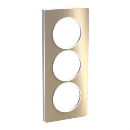 Plaque Odace Touch - Bronze brossé avec liseré blanc - Triple verticale 57mm