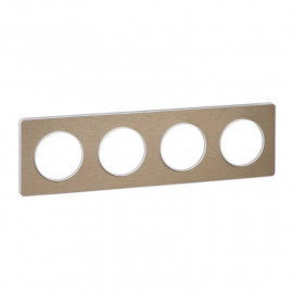 Plaque Odace Touch - Bronze brossé avec liseré blanc - Quadruple horizontale / verticale 71mm