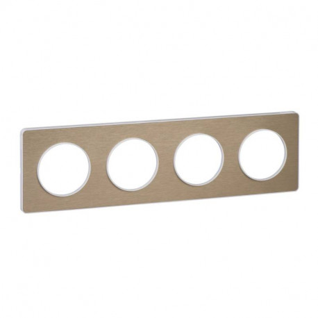 Plaque Odace Touch - Bronze brossé avec liseré blanc - Quadruple horizontale / verticale 71mm