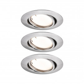 Lot de 3 spots LED encastrés Smart Home Zigbee Base Coin Paulmann - Ø 90mm - 3x4,9W - 3000K - Acier brossé - Dimmables