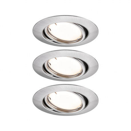 Lot de 3 spots LED encastrés Smart Home Zigbee Base Coin Paulmann - Ø 90mm - 3x4,9W - 3000K - Acier brossé - Dimmables