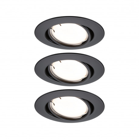 Lot de 3 spots LED encastrés Smart Home Zigbee Base Coin Paulmann - Ø 90mm - 3x4,9W - 3000K - Noir - Dimmables