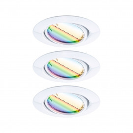 Lot de 3 spots LED encastrés Smart Home Zigbee Base Coin Paulmann - Ø 90mm - 3x4,9W - RGBW+ - Blanc - Dimmables