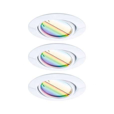 Lot de 3 spots LED encastrés Smart Home Zigbee Base Coin Paulmann - Ø 90mm - 3x4,9W - RGBW+ - Blanc - Dimmables
