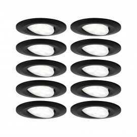Kit de 10 spots LED ronds orientables Calla Paulmann - IP65 - 6W - 4000K - Noir - Non dimmable