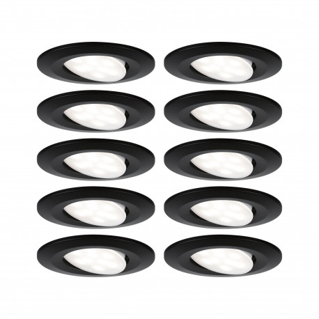 Kit de 10 spots LED ronds orientables Calla Paulmann - IP65 - 6W - 4000K - Noir - Non dimmable