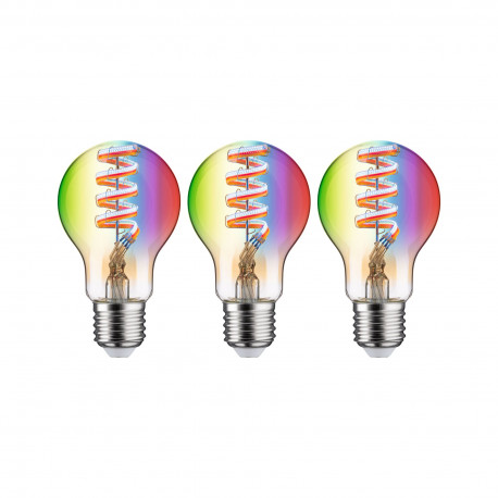 Lot de 3 ampoules LED filament Smart Home Zigbee Paulmann - E27 - 3x6.3W - RGBW+ - Dimmables - Doré