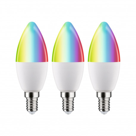 Lot de 3 ampoules LED bougies Smart Home Zigbee Paulmann - E14 - 3x5W - RGBW+ - Dimmables - Dépoli