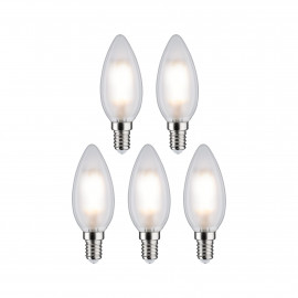 Lot de 5 ampoules LED bougies filament Paulmann - E14 - 4,8W - 470LM - 2700K