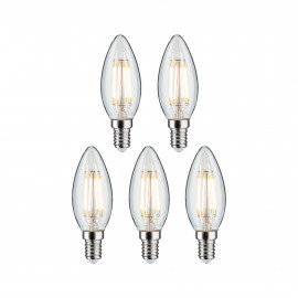 Lot de 5 ampoules LED bougies filament Paulmann - E14 - 4,8W - 470LM - 2700K