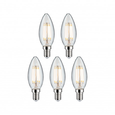 Lot de 5 ampoules LED bougies filament Paulmann - E14 - 4,8W - 470LM - 2700K