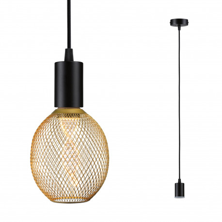 Luminaire en suspension Ravi IP44 E27 max. 60W Noir mat