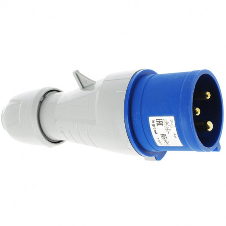 Fiche mobile mâle droite P17 - 200/250 V - 32A - 2P+T - IP 44