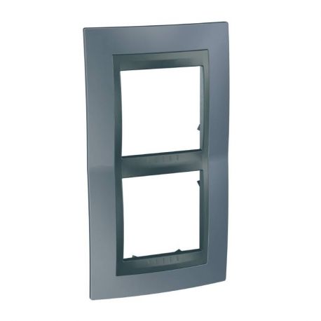Plaque Unica Top - Gris métal avec liseré graphite 4 modules - Verticale / entraxe 57mm