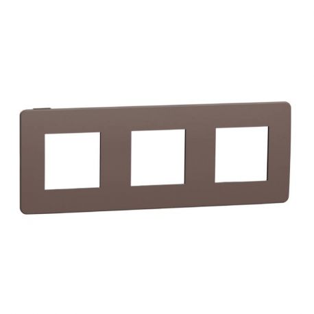 Plaque Unica Studio Color - Chocolat avec liseré noir - 3x2 modules - 3 postes