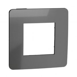 Plaque Unica Studio Metal - Black aluminium avec liseré anthracite - 2 modules - 1 poste