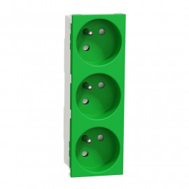 Triple prise de courant 2P+T Unica - 45° - 16A - Vert