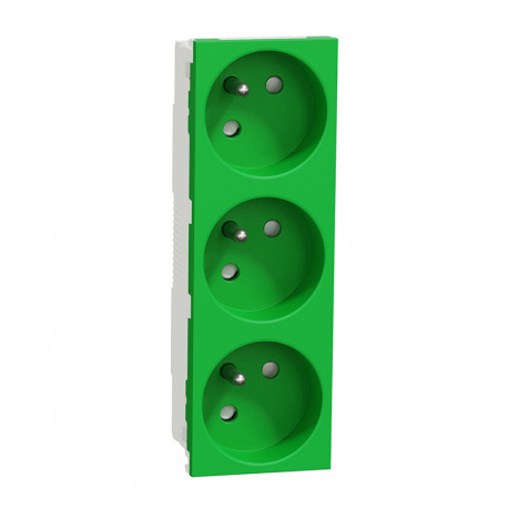 Triple prise de courant 2P+T Unica - 45° - 16A - Vert