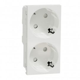 Double prise de courant 2P+T Unica - Standard Allemand - 45° - 16A - Blanc