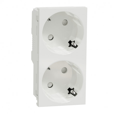 Double prise de courant 2P+T Unica - Standard Allemand - 45° - 16A - Blanc