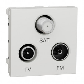 Prise FM/TV/SAT Unica - 2 modules - Blanc antimicrobien