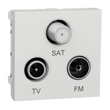 Prise FM/TV/SAT Unica - 2 modules - Blanc antimicrobien