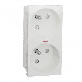 Double prise de courant lumineuse 2P+T Unica - 45° - 16A - Blanc