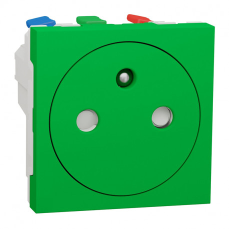 Prise de courant affleurante 2P+T Unica - 90° - 16A - Vert