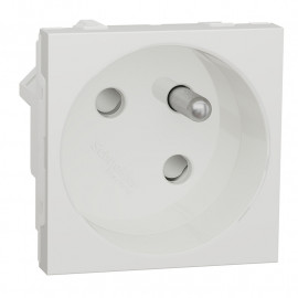 Prise de courant 2P+T Unica - 45° - 16A - Blanc antimicrobien